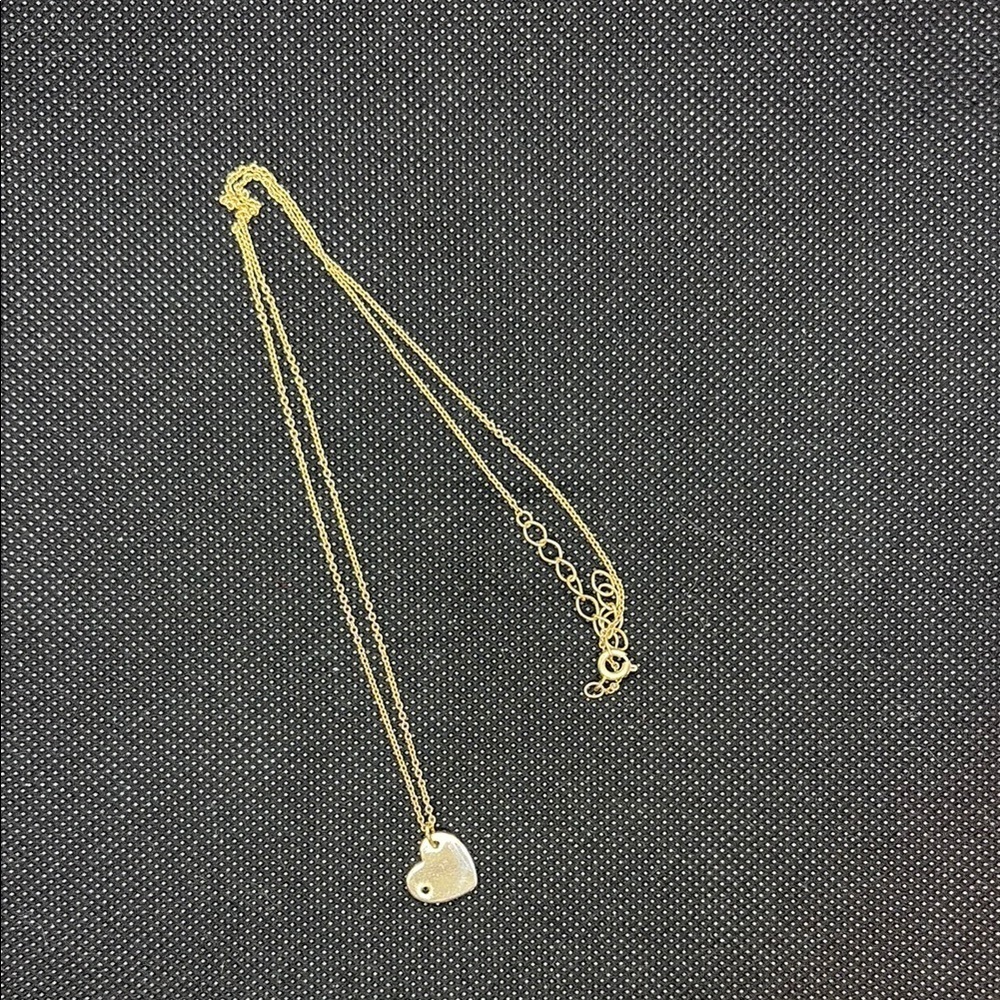 💖 Gold Plated Heart Pendant Necklace w white sapphire stone.